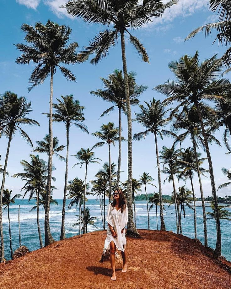 Traveller standing on Palm Tree Hill in Mirissa Sri Lanka overlooking the Indian Ocean